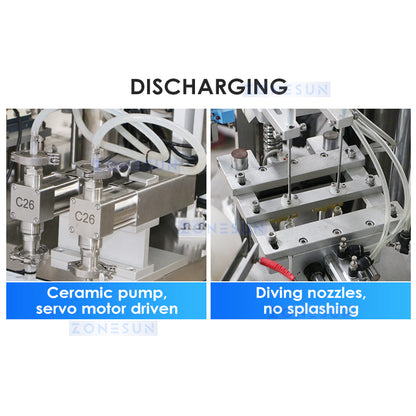 ZONESUN ZS-AFC17 Máquina automática de llenado y tapado de bomba de cerámica líquida con 2 boquillas