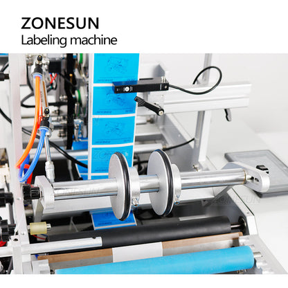 ZONESUN ZS-TB190 Máquina etiquetadora semiautomática de garrafa redonda de lado duplo com codificador de data