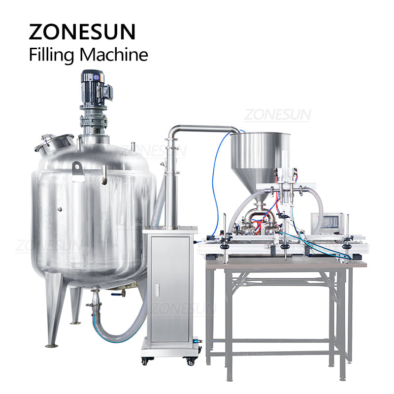 ZONESUN ZS-DTPT2 Máquina automática de enchimento de pasta de bomba de pistão pneumática com tanque de mistura e bomba de alimentação 