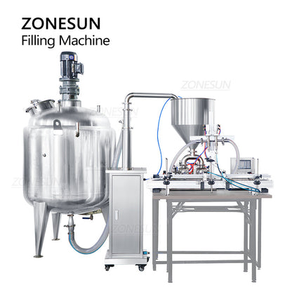 ZONESUN ZS-DTPT2 Automatic Pneumatic Piston Pump Paste Filling Machine with Mixing Tank & Feeding Pump