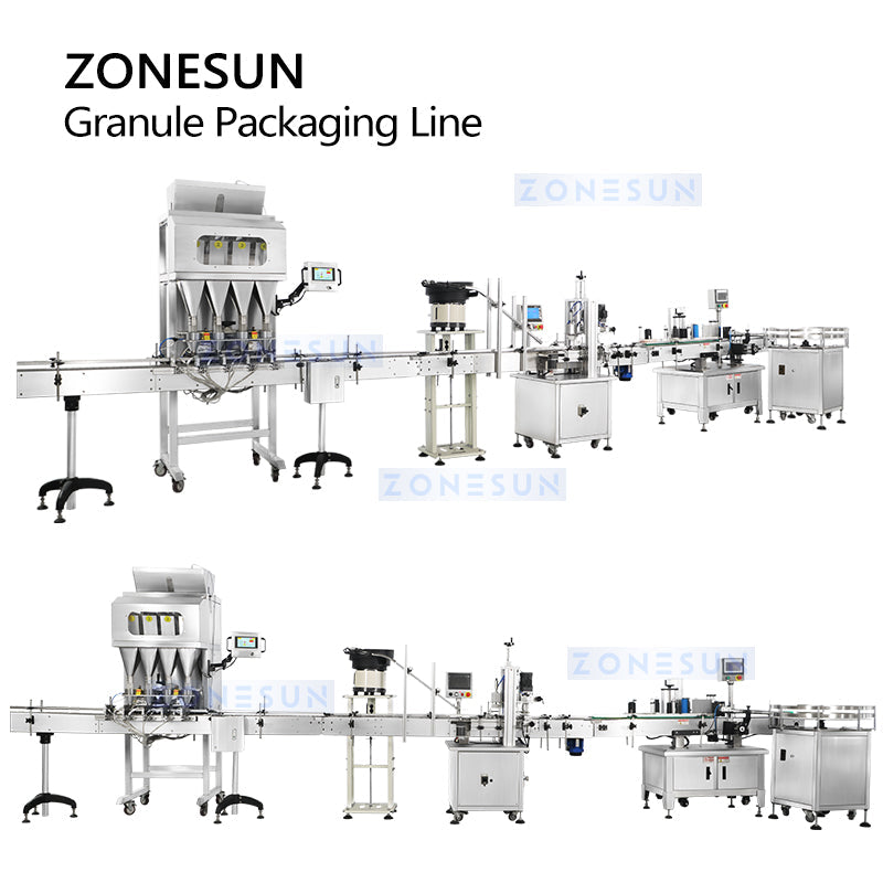 ZONESUN ZS-FAL180X10 Pesagem Automática de Grânulos Enchimento Tampando Rotulagem Linha de Produção 