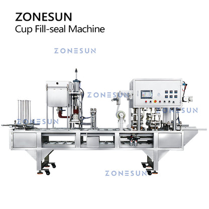 ZONESUN ZS-AFS01 Automatic 2 Nozzles Piston Pump Liquid Heating Filling Cup Sealing Machine