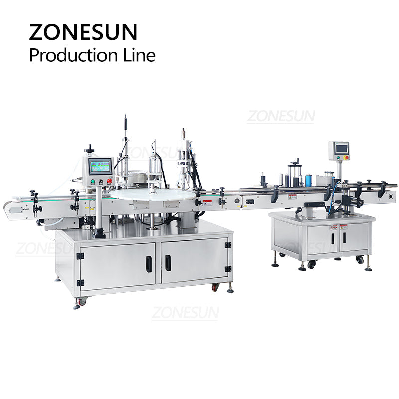 ZONESUN ZS-FAL180A10 Single Nozzle Peristaltic Pump Liquid Filling Cap Feeding Screwing Round Bottle Labeling Production Line