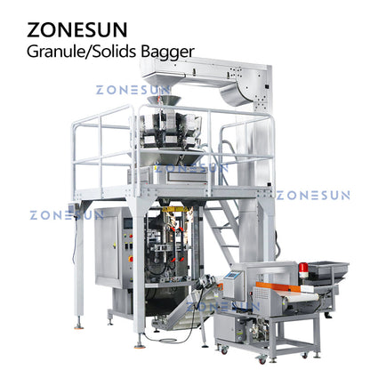 ZONESUN ZS-GW10 Alimentação automática de grânulos, pesagem, enchimento, selagem, máquina com detector de metais 