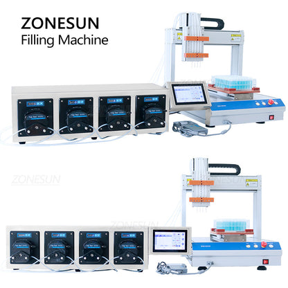 ZONESUN ZS-XYZ4A 4 bicos bomba peristáltica máquina de enchimento de líquido de pequeno volume 