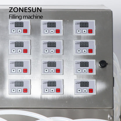 ZONESUN ZS-DPYT12P Máquina semiautomática de llenado de líquidos con bomba de diafragma de 12 boquillas