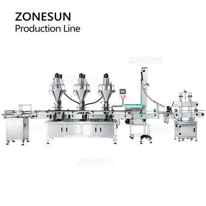 ZONESUN ZS-FMYG1 Servomotor Auger Línea de producción de llenado y tapado de polvo 