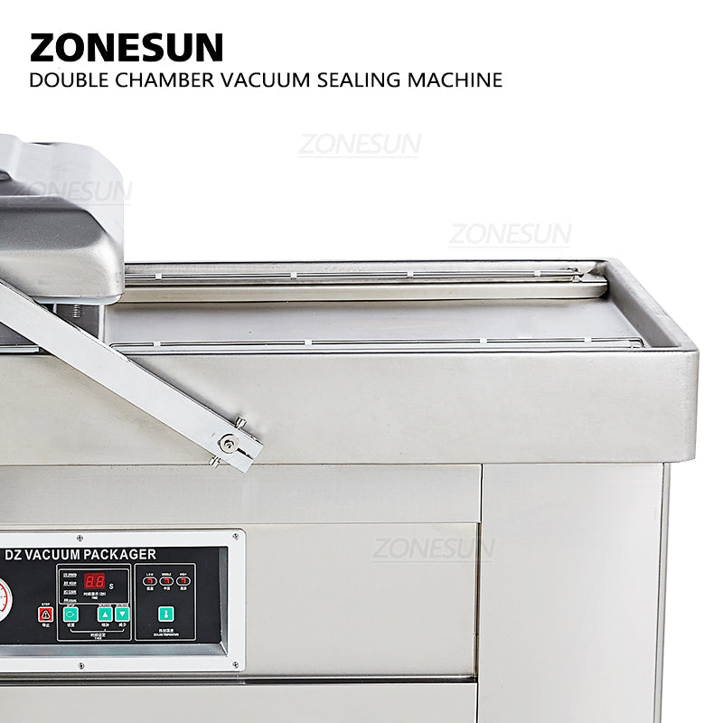 Máquina automática de sellado al vacío de doble cámara ZONESUN con codificador de fecha
