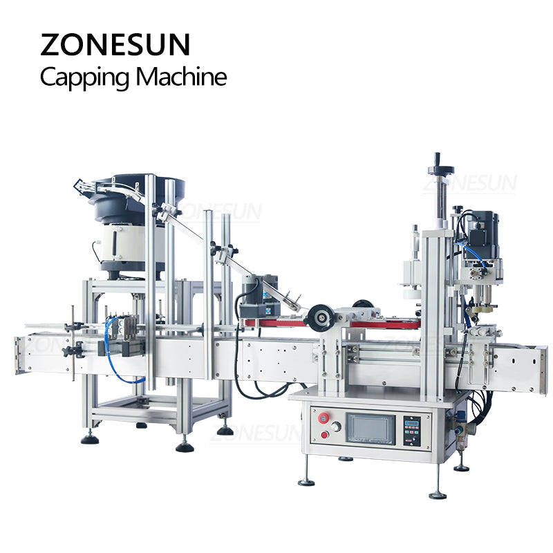 Máquina tapadora automática ZONESUN ZS-XG1870P con línea de producción de posicionador de tapas 