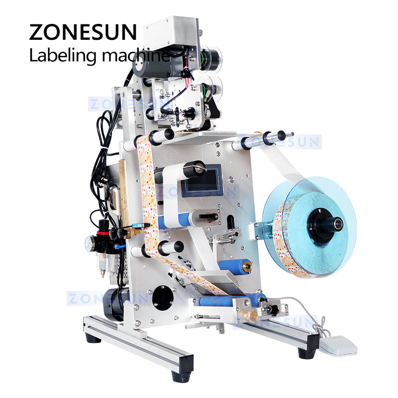 ZONESUN ZS-TB130 Máquina de rotulagem de garrafa redonda de lado duplo simples 