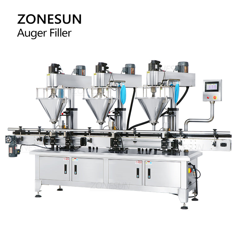 ZONESUN ZS-FM4A Máquina automática de enchimento de pó servomotor de 3 cabeças 