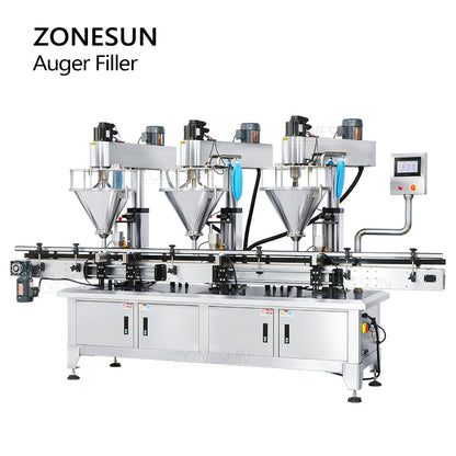 ZONESUN ZS-FM4A Máquina automática de enchimento de pó servomotor de 3 cabeças 