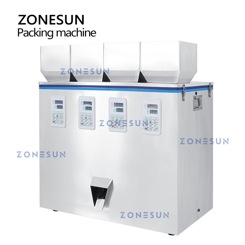 ZONESUN ZS-GWF4 4 funis Máquina de pesagem de enchimento de pó de grânulos 