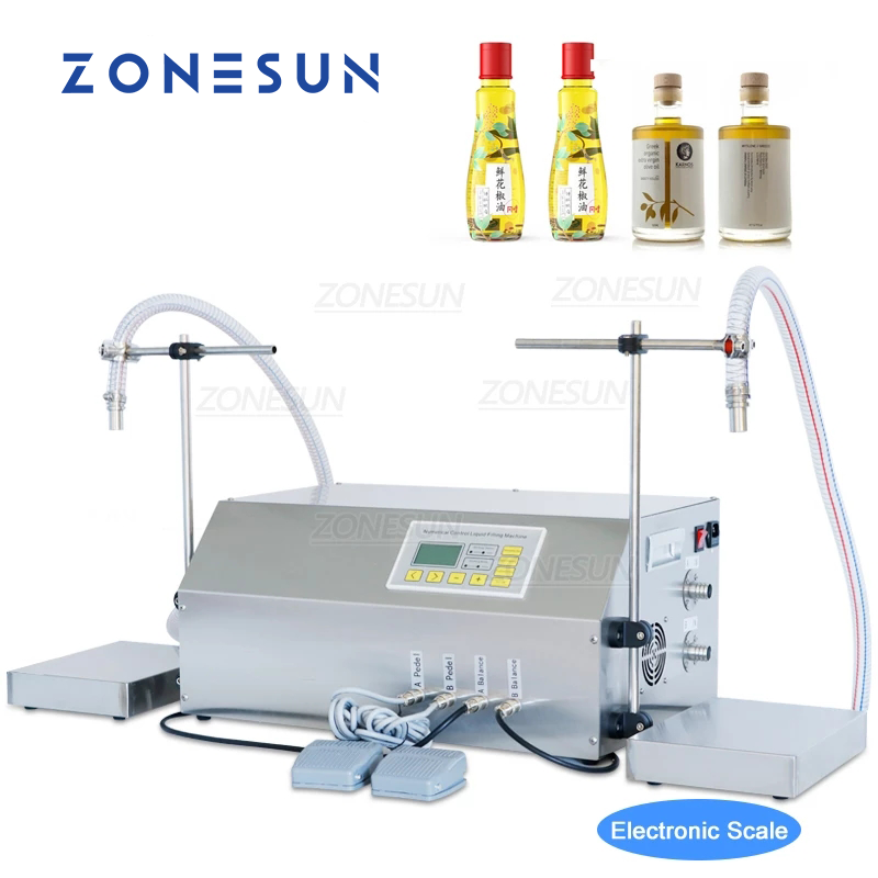 ZONESUN ZS-GP262W 150-18000ml 2 cabezas bomba de engranajes máquina de llenado y pesaje de líquidos