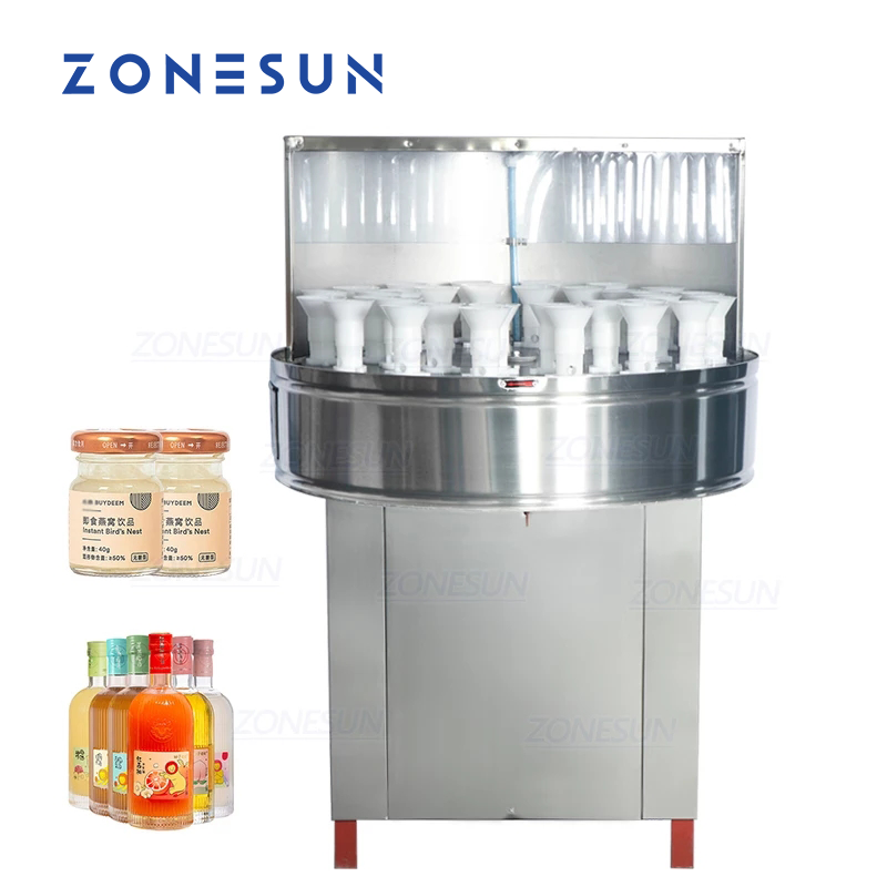 Lavadora de botellas semiautomática pequeña rotativa ZONESUN ZS-WB32