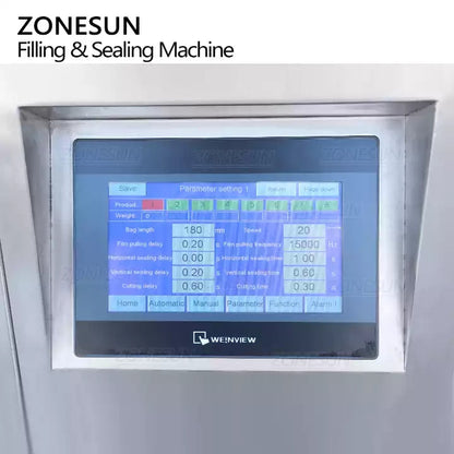 ZONESUN ZS-GFGT620 Máquina de sellado de llenado de bolsas de bolsita de pasta completamente automática con bomba de alimentación 