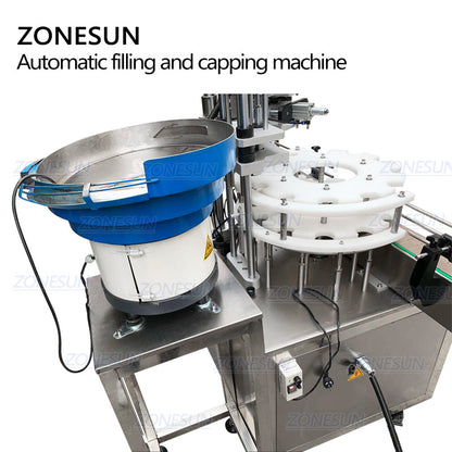 Máquina elétrica ZONESUN de 4 bicos para enchimento e tampagem de líquidos com descodificador de tampas