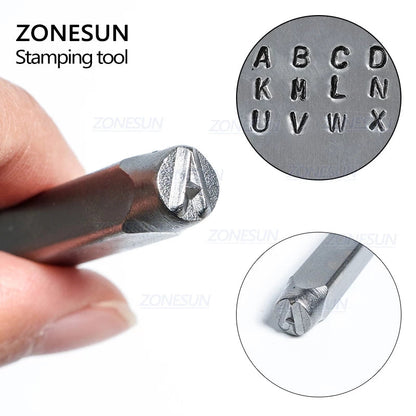 ZONESUN 27PCS Juego de alfabeto 'AZ' con herramienta de estampado de acero '&amp;'