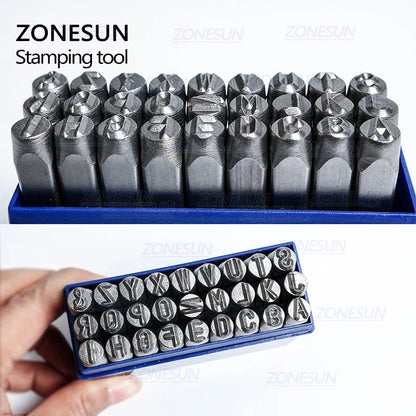 ZONESUN 27PCS conjunto de alfabeto 'AZ' com ferramenta de estampagem de aço '&amp;'