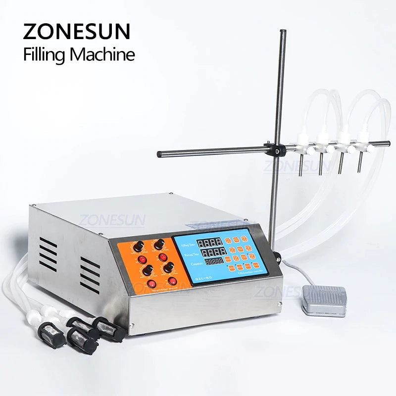 ZONESUN 4 Nozzles Diaphragm Pump Liquid Filling Machine
