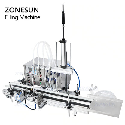 ZONESUN ZS-DTMP4D 4 Diving Nozzles Magnetic Pump Liquid Filling Machine With Conveyor