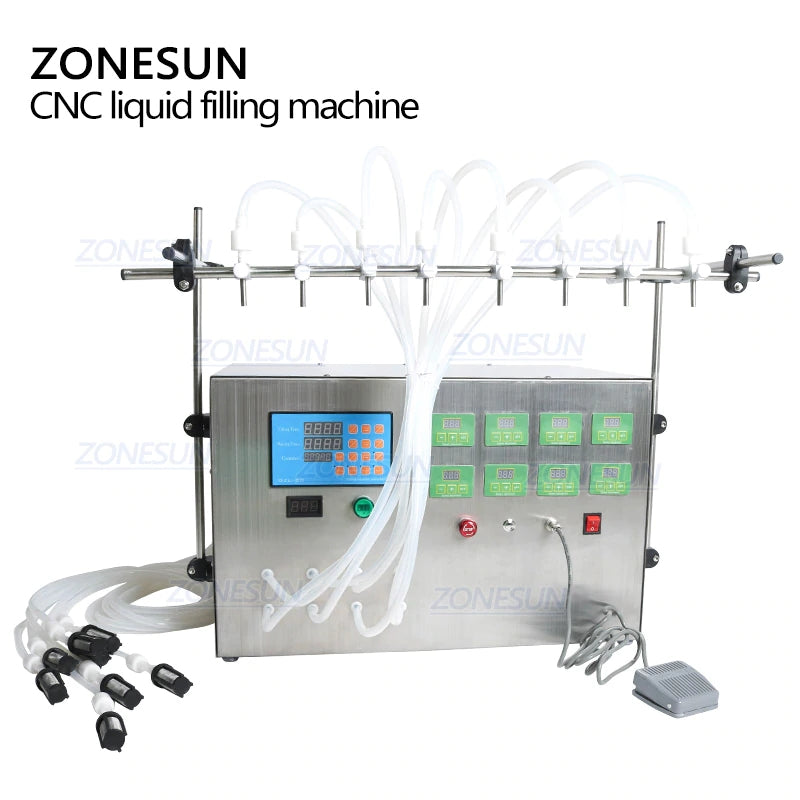 ZONESUN Digital Control 8 Nozzles Diaphragm Pump Liquid Filling Machine