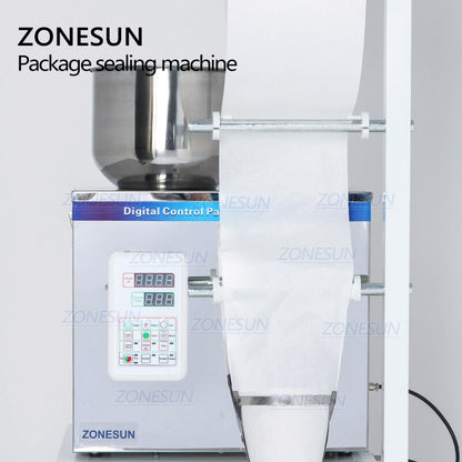 ZONESUN ZS-GZ200 Máquina de llenado de polvo de pesaje y máquina de sellado de tres lados con impresora de fecha