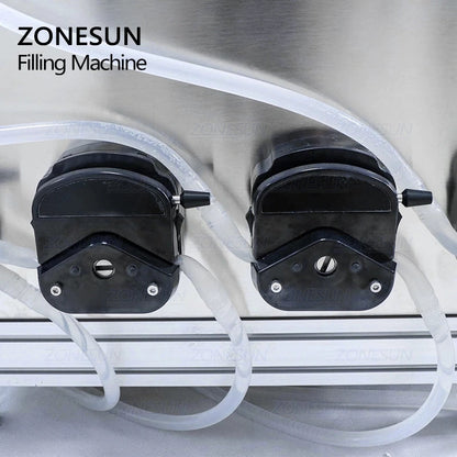 ZONESUN 4 Nozzles Peristaltic Pump Liquid Filling Machine With Conveyor