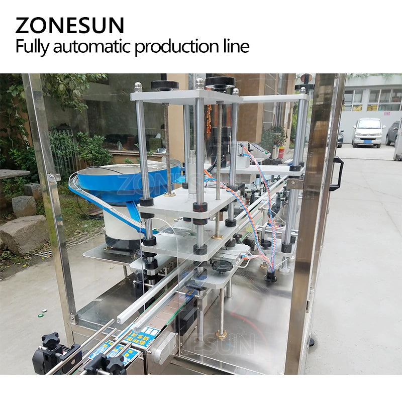 ZONESUN Vertical Type Electric 6 Nozzles Liquid Filling Capping Round Bottle Labeling Machine