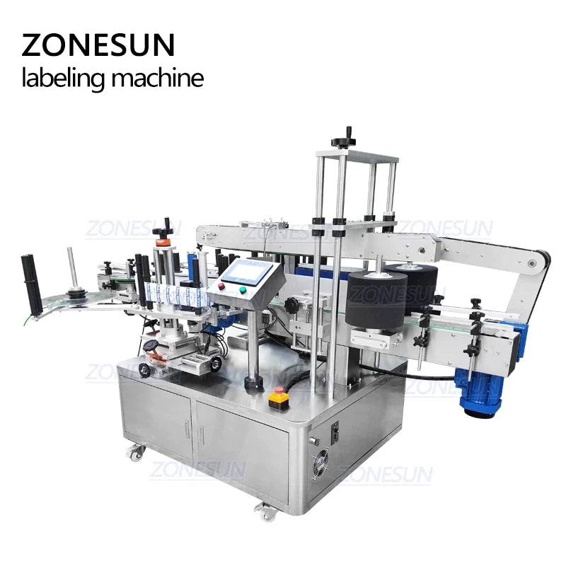 ZONESUN Máquina de Etiquetagem de Garrafa Quadrada Irregular Dupla Lateral Automática