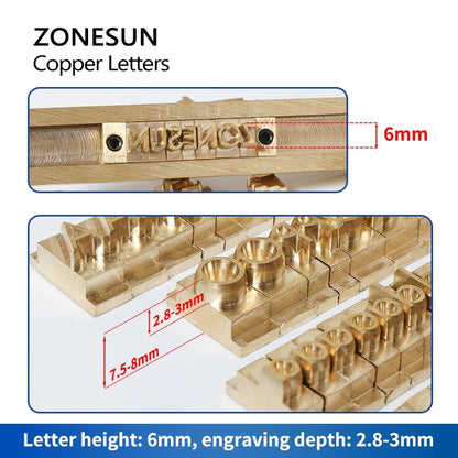 Molde de letra de cobre ZONESUN 