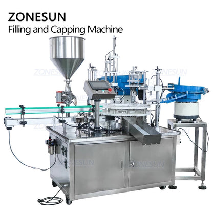 ZONESUN ZS-AFC2 Automatic Paste Filling And Capping Machine With Cap Feeder