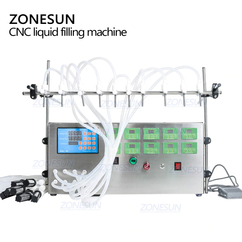 ZONESUN Electric 10 Nozzles Diaphragm Pump Liquid Filling Machine