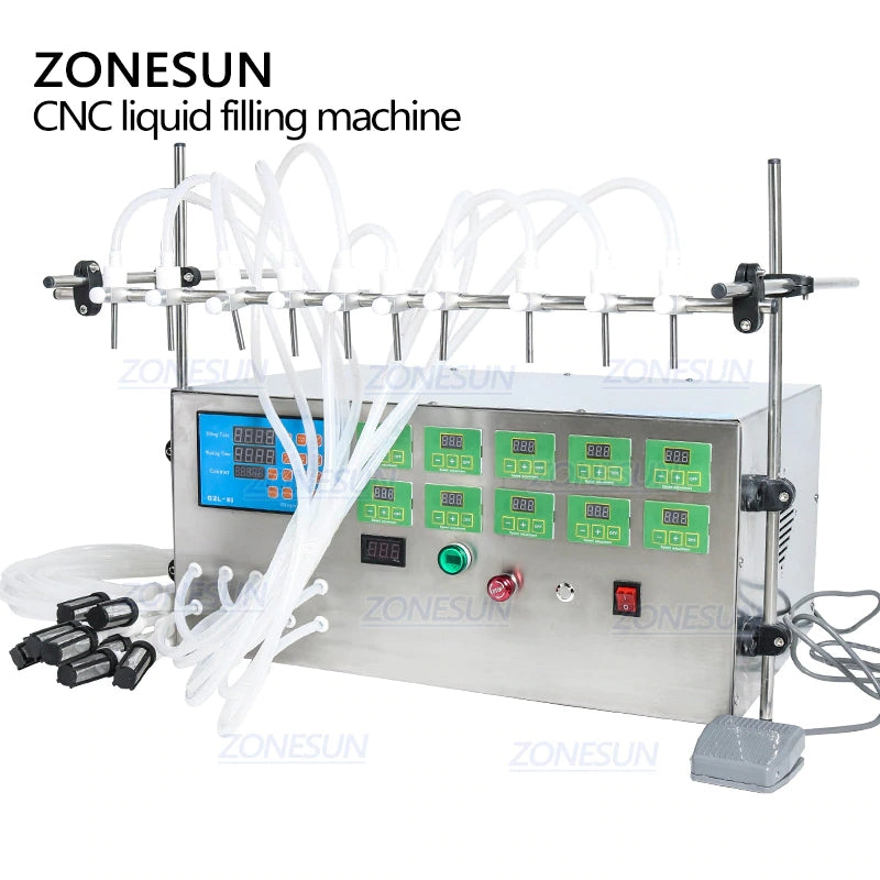 ZONESUN Electric 10 Nozzles Diaphragm Pump Liquid Filling Machine