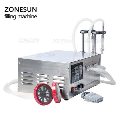 ZONESUN GZ-D1 Máquina de llenado de líquidos con bomba de diafragma semiautomática de 2 boquillas