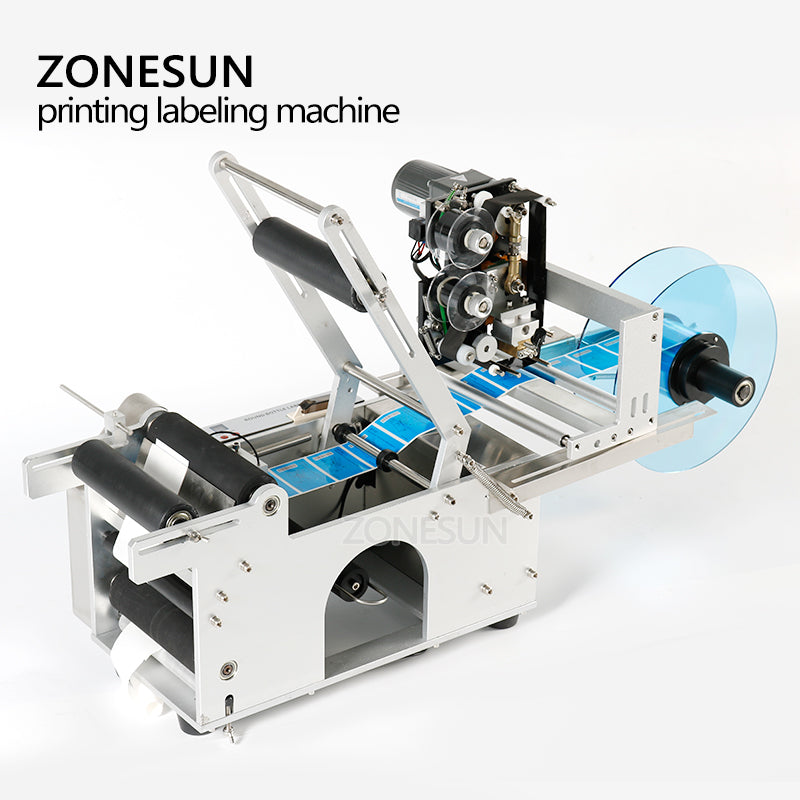 ZONESUN ZS-TB50D/T máquina de rotulagem semiautomática para garrafas redondas para etiquetas transparentes normais