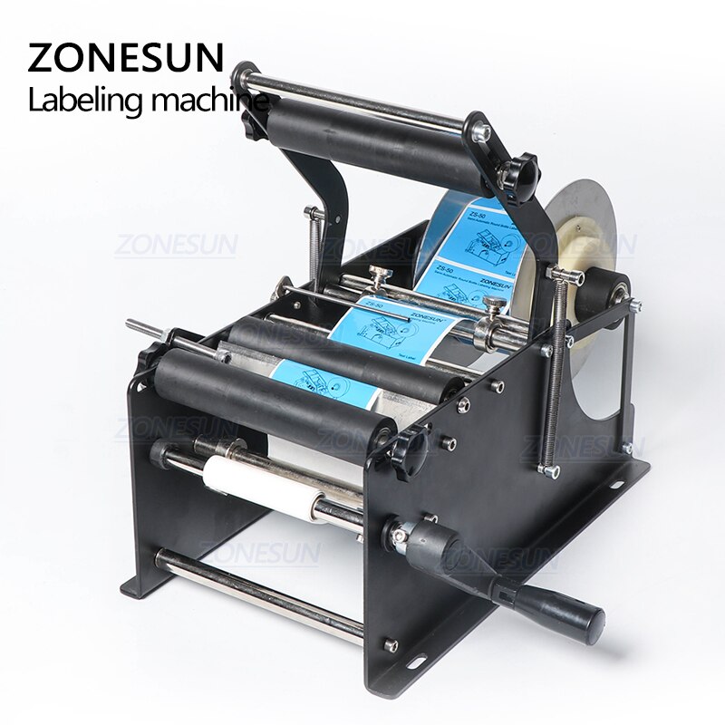 ZONESUN ZS-50P Máquina de rotulagem manual para garrafas redondas pequenas