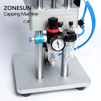 ZONESUN 13/15/18/20mm Máquina neumática de tapado de plástico de aluminio para viales de perfume