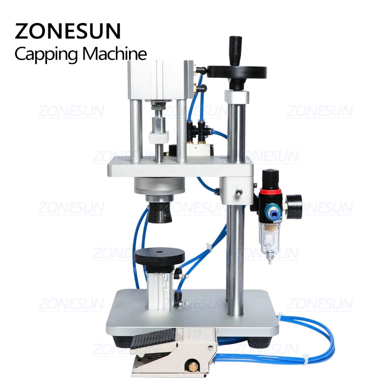 ZONESUN 13/15/18/20mm Pneumatic Perfume Vial Aluminum Plastic Capping Machine