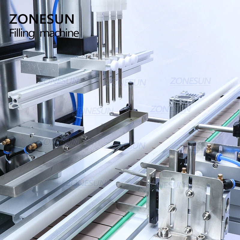ZONESUN Small Automatic 4 Nozzles Liquid Filling Capping Machine With Bottle Unscrambler
