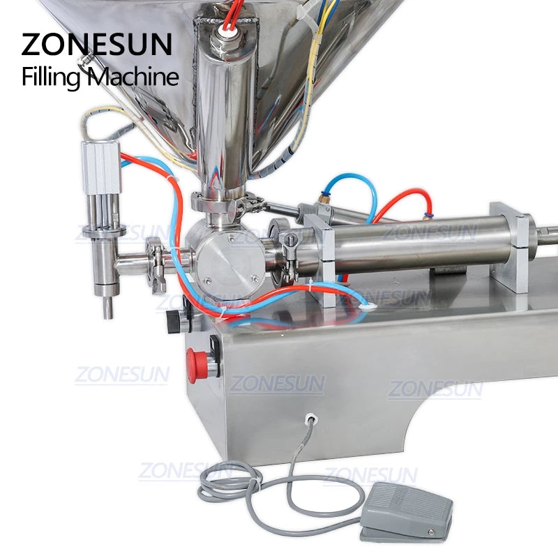 Máquina de llenado de pasta de boquilla única neumática ZONESUN con mezclador y calentador 