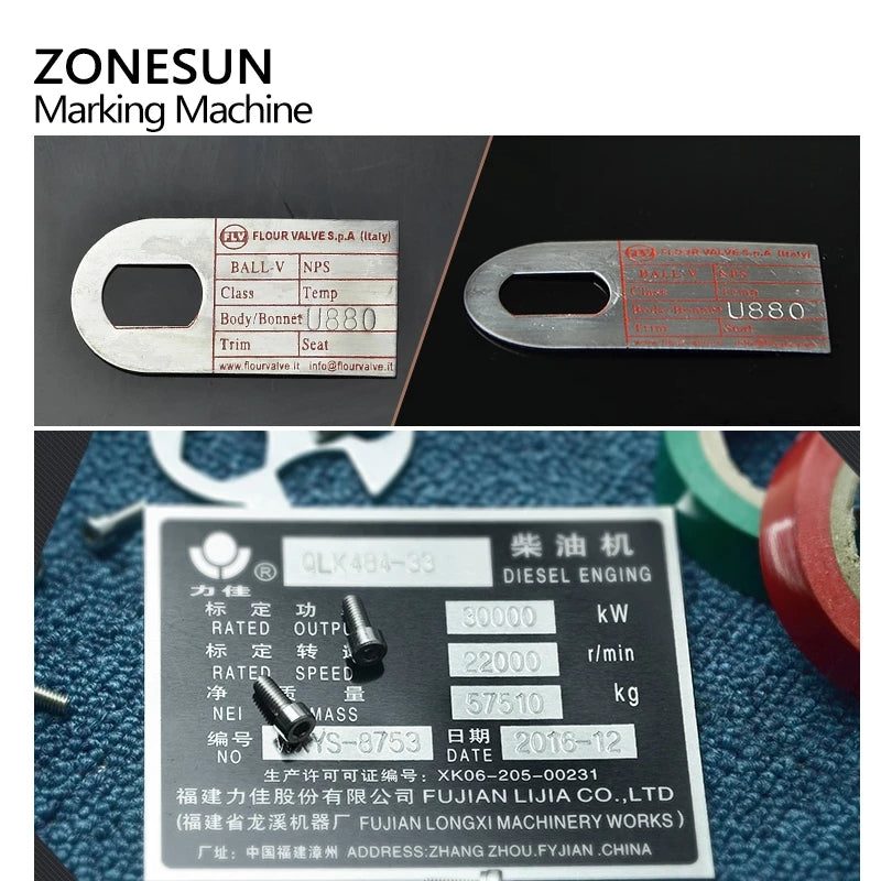 ZONESUN Máquina de Gravar Placas de Identificação de Metal
