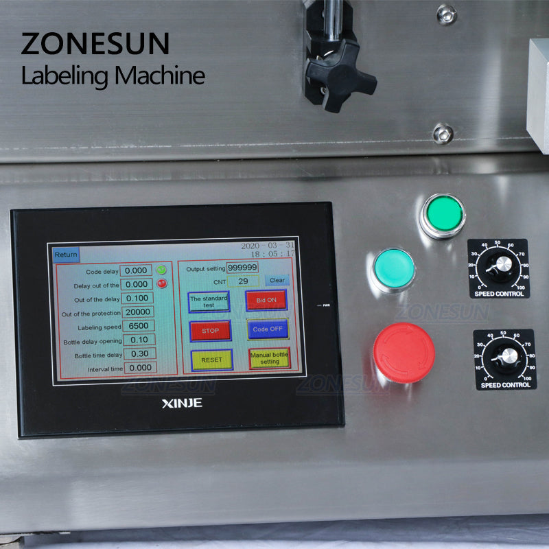 ZONESUN ZS-TB500 Posicionador e etiquetador de garrafa redonda de lado duplo com codificador de data