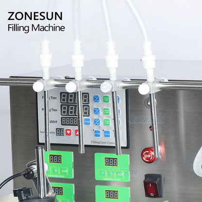 ZONESUN ZS-DTDP-4P Máquina automática de llenado de líquidos con bomba de diafragma de 4 boquillas 