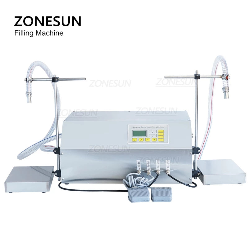 ZONESUN ZS-GP262W 150-18000ml 2 Heads Gear Pump Liquid Filling And Weighing Machine