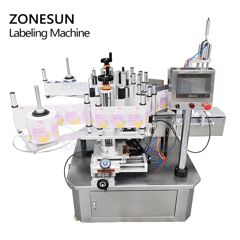 ZONESUN ZS-TB210 Máquina de etiquetar garrafas planas de tamanho duplo semiautomática