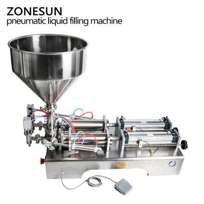 ZONESUN ZS-GT2 Máquina de llenado de pasta semiautomática de 2 boquillas con tolva 