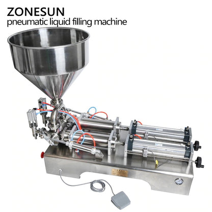 ZONESUN ZS-GT2 Máquina de llenado de pasta semiautomática de 2 boquillas con tolva 