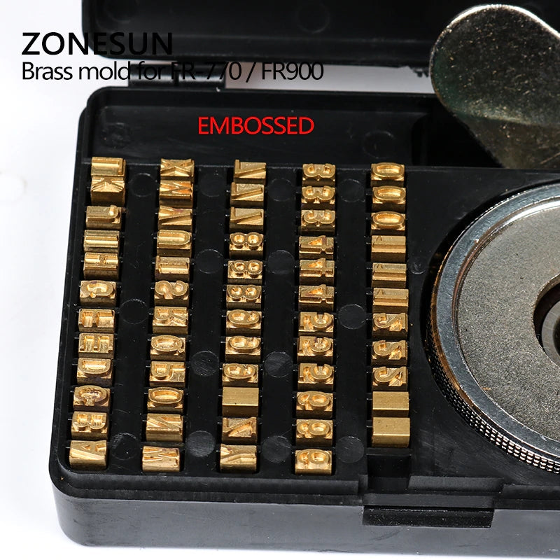Máquina de prensado en caliente con juego de alfabeto de estampado en caliente ZONESUN para FR900 FR770