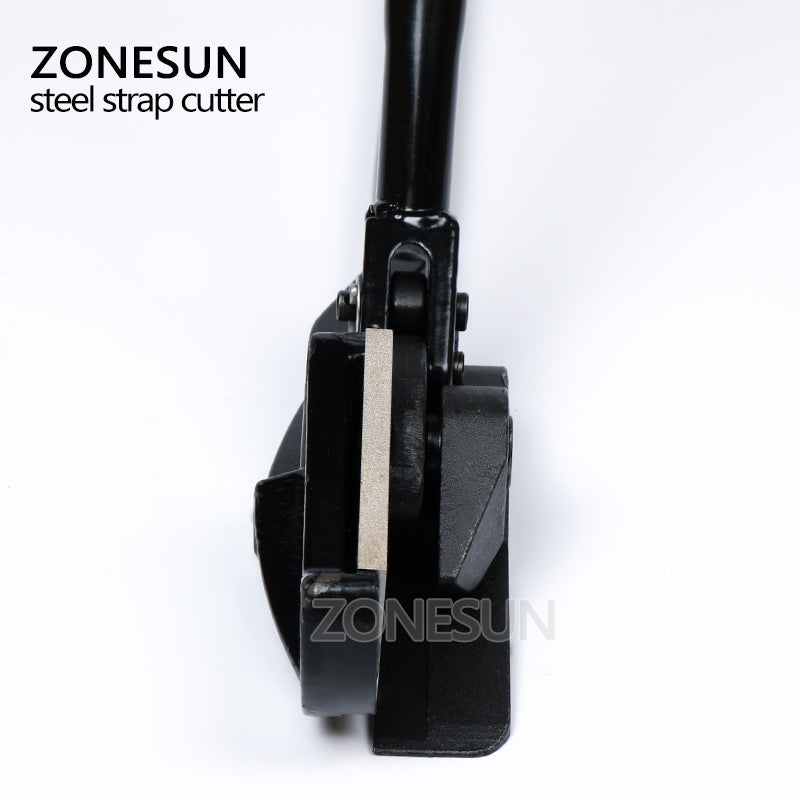 ZONESUN Ferramenta de cinta manual cabo curto cortador de fita de aço inoxidável 